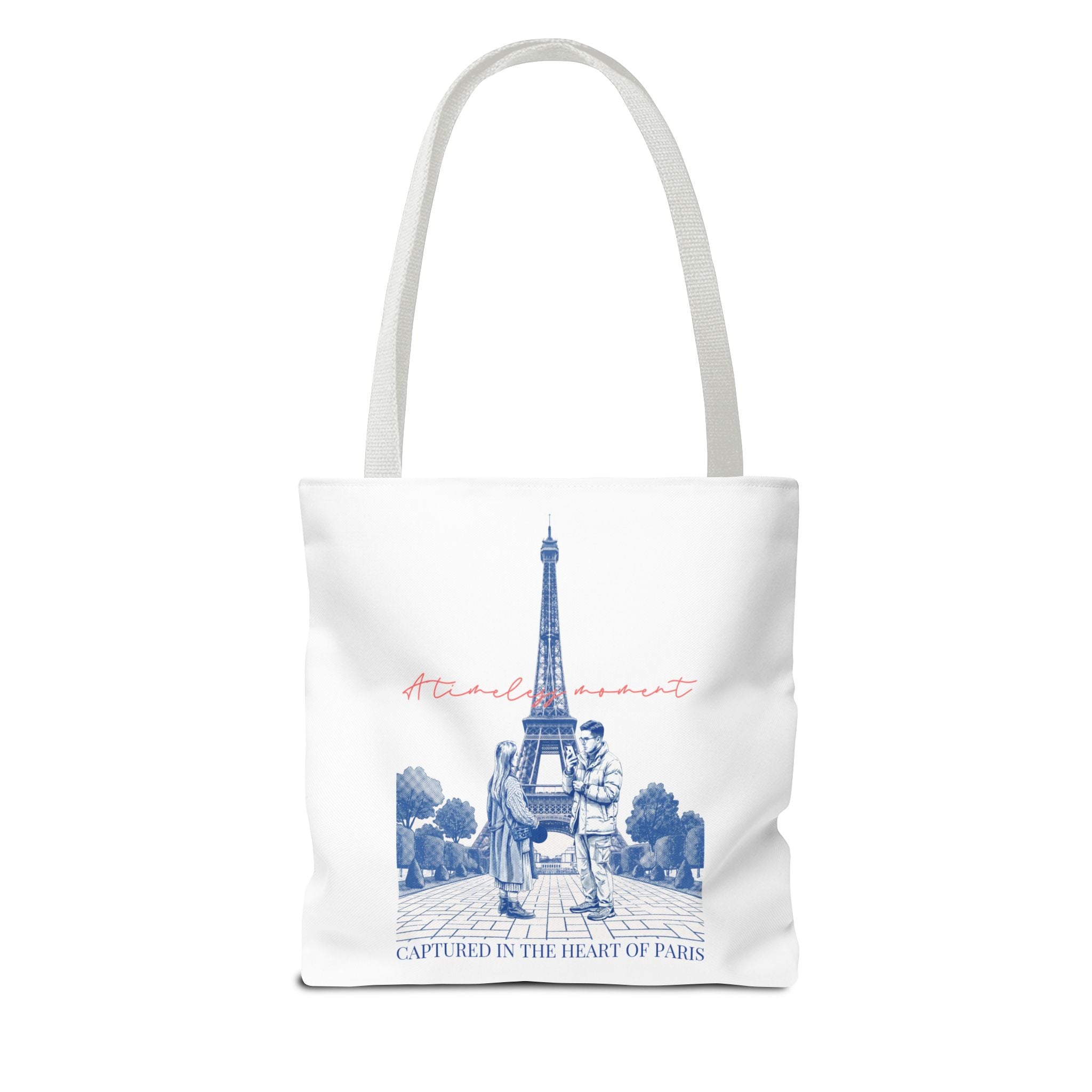 Paris Travel Tote Bag | Vintage Eiffel Tower Couple Canvas Bag
