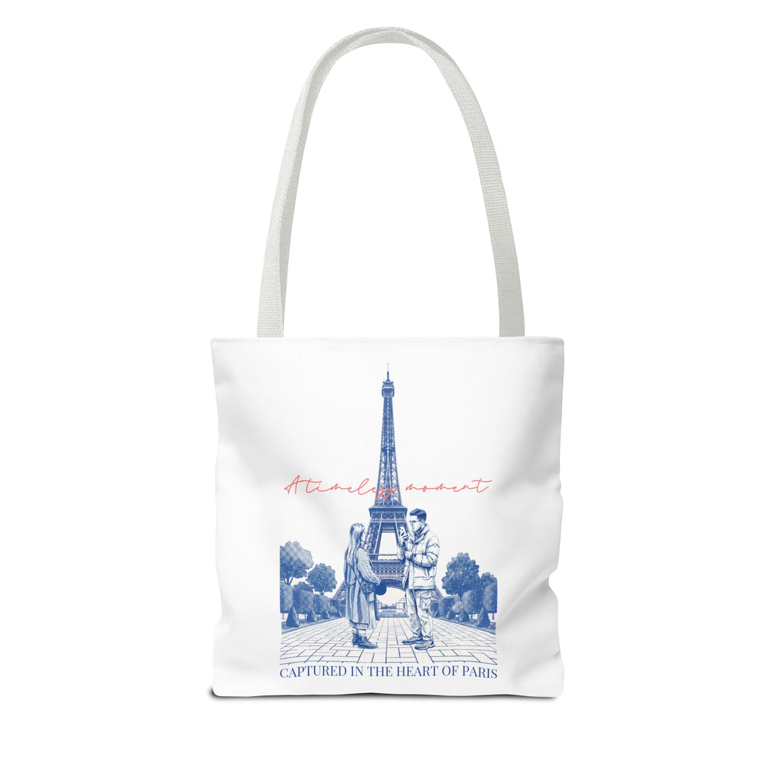 Paris Travel Tote Bag | Vintage Eiffel Tower Couple Canvas Bag