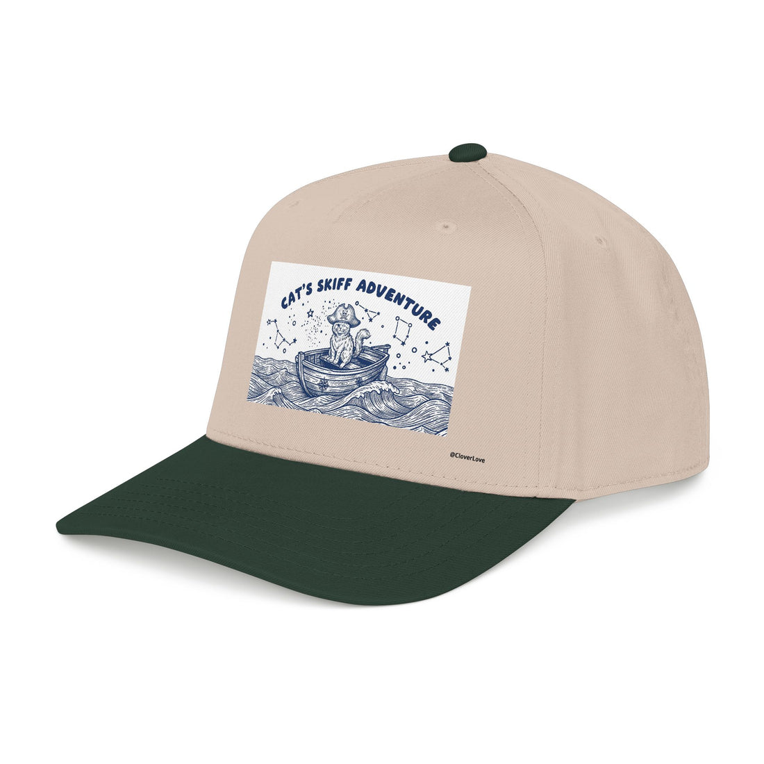 Cat Boat Hat - Ocean Adventure Baseball Cap, Nautical Cat Lover Gift, Coastal Travel Hat