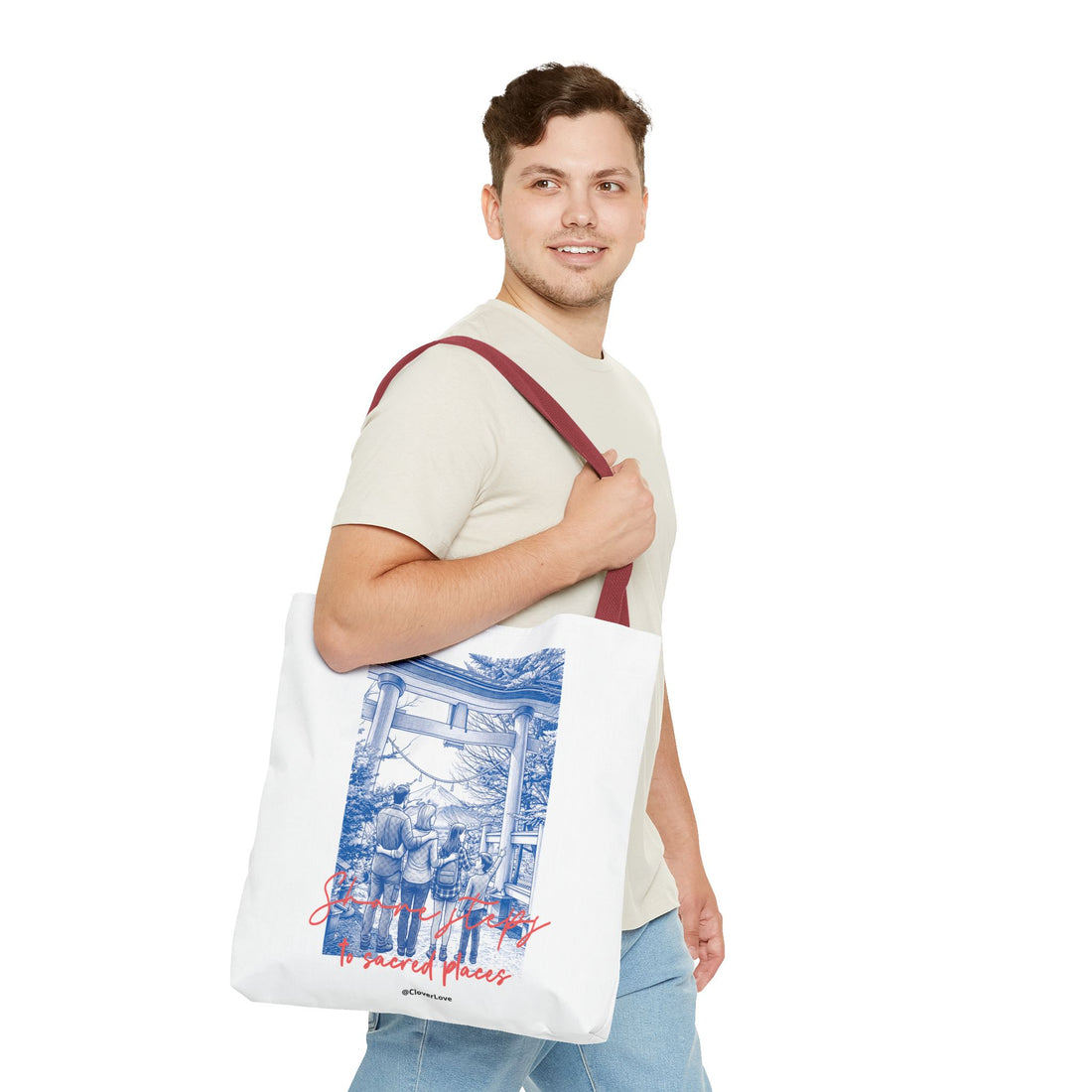 Japan Travel Tote Bag | Vintage Torii Gate Fuji Mountain Canvas Bag