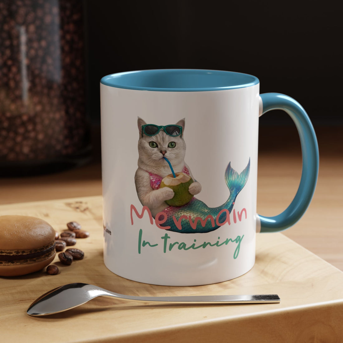 Mermaid Cat Summer Mug | Personalized Cat Coffee Cup With Custom Text