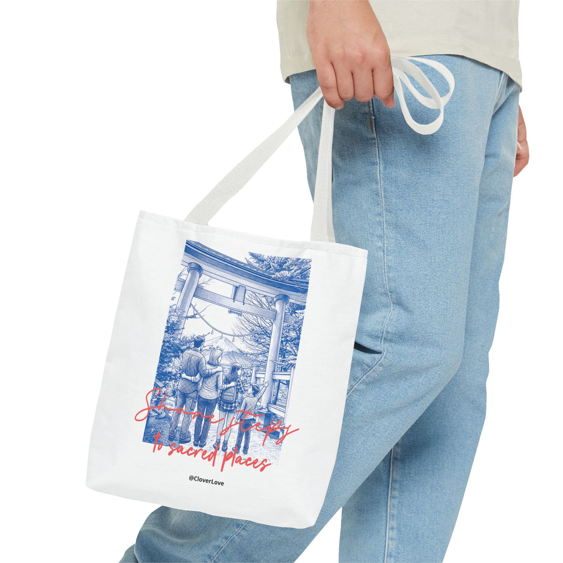 Japan Travel Tote Bag | Vintage Torii Gate Fuji Mountain Canvas Bag