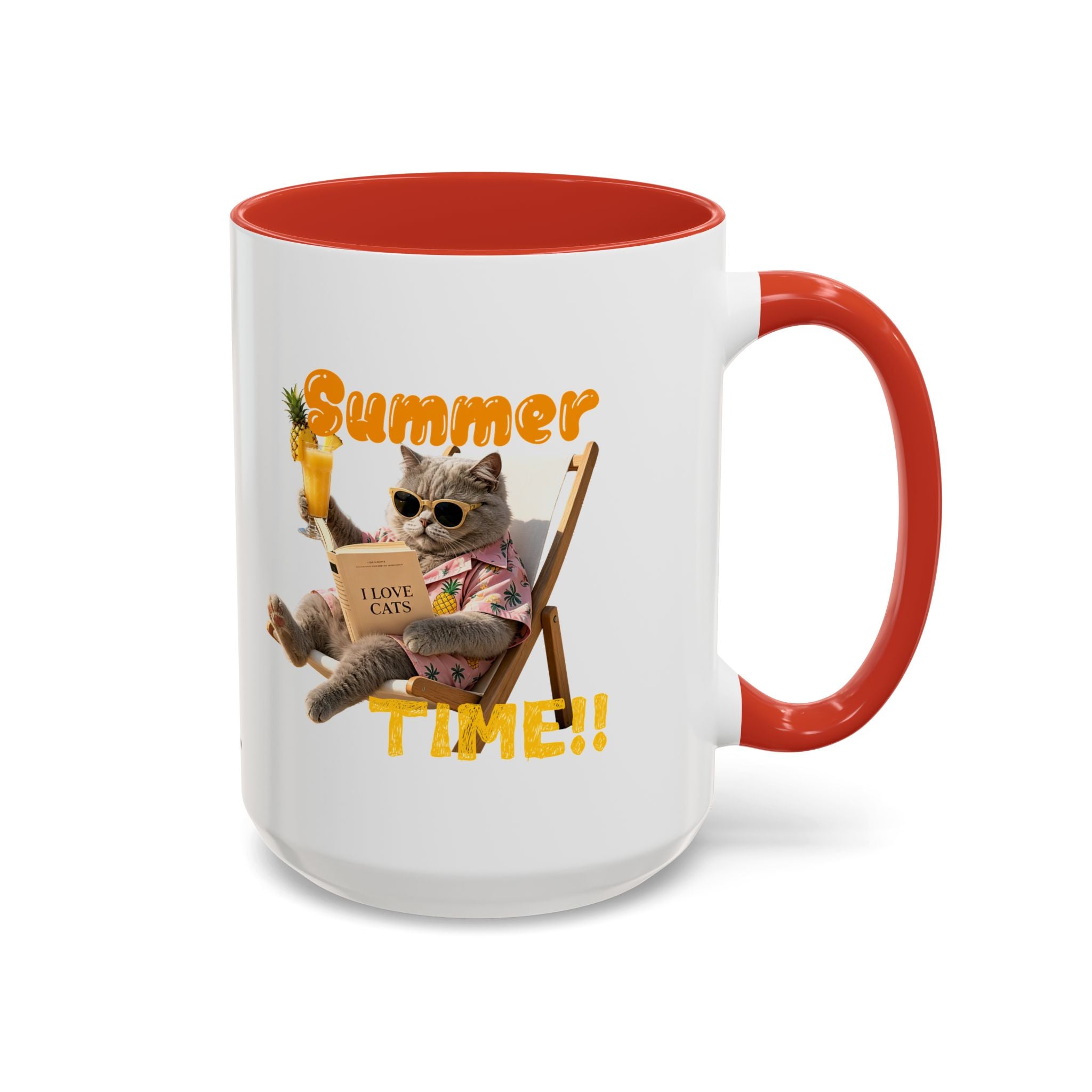 Lustige Katzen-Sommer-Tasse – Süße Strand-Kaffeetasse für Katzenliebhaber