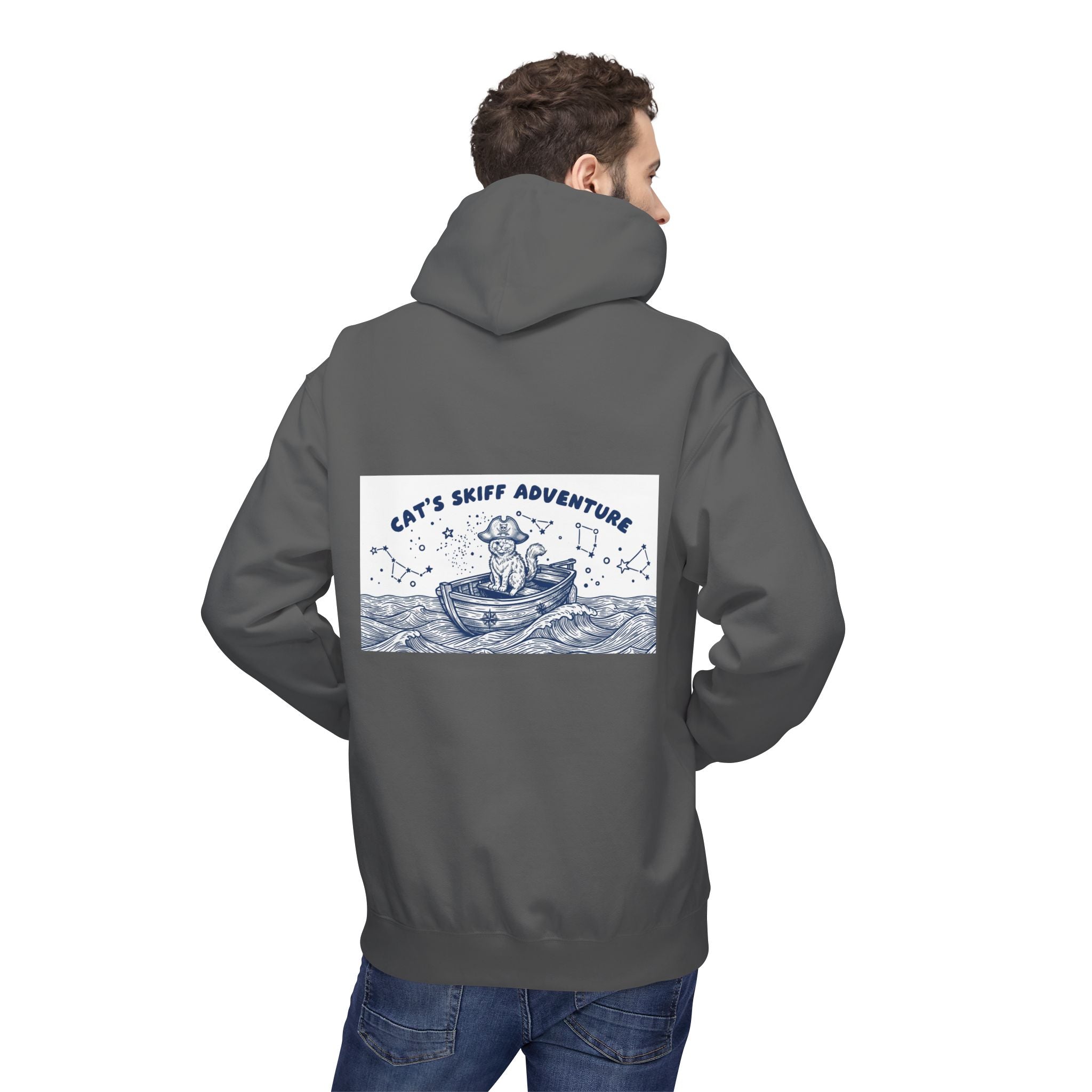 Cat's Skiff Adventure Hoodie | Vintage Ocean Nautical Graphic Sweatshirt