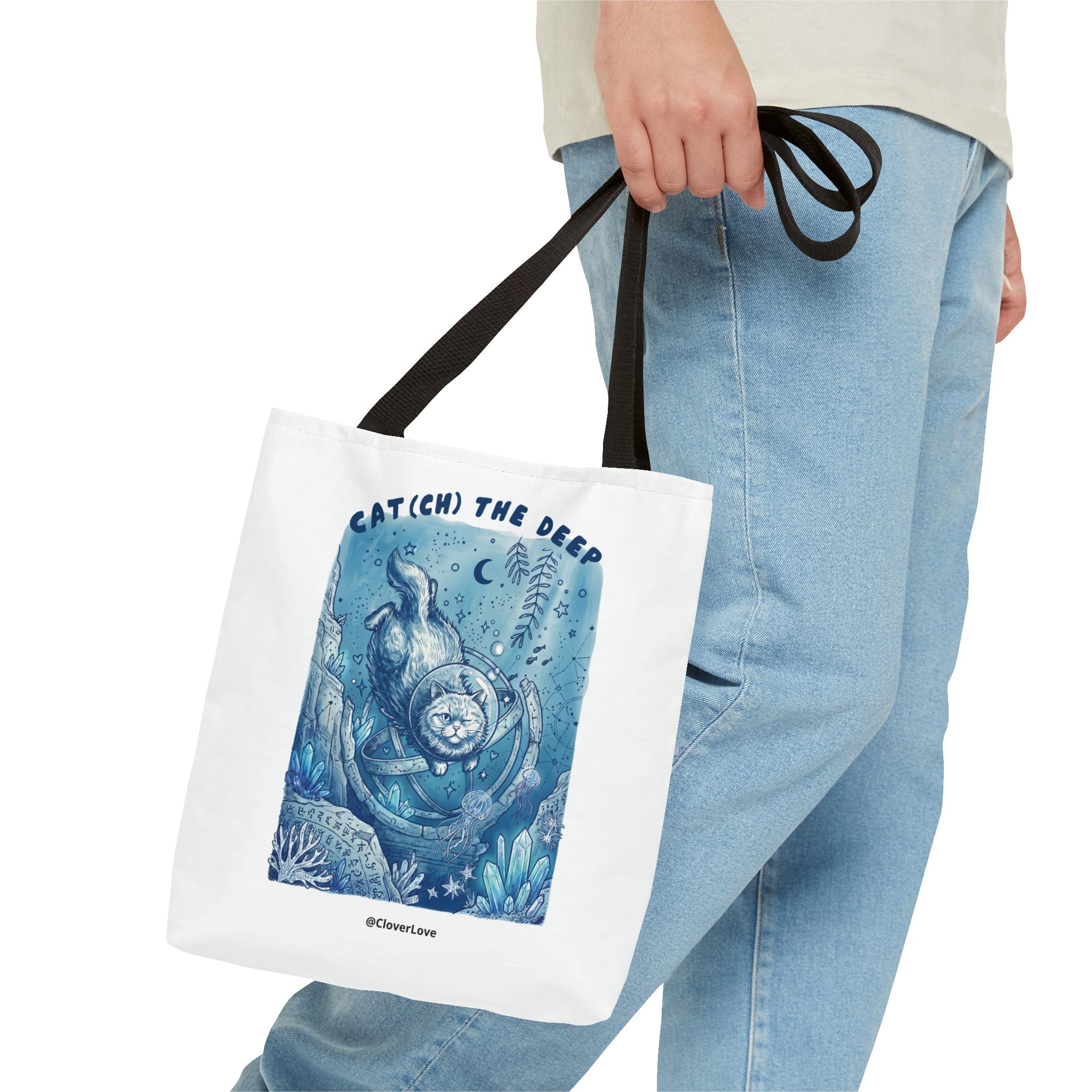 Cat Deep Sea Adventure Tote Bag | Vintage Ocean Explorer Canvas Bag