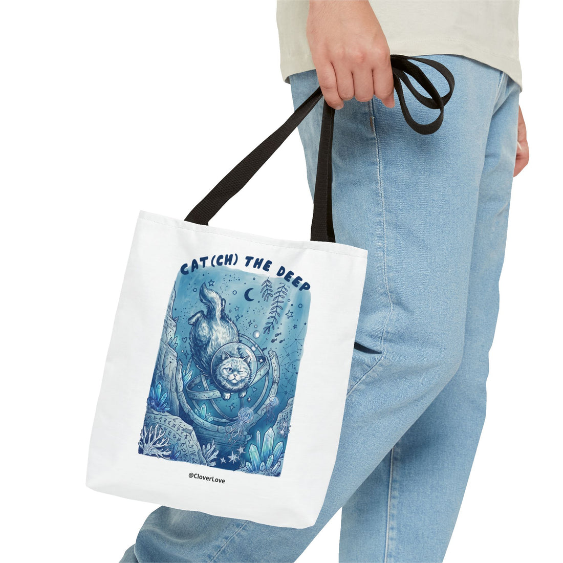 Cat Deep Sea Adventure Tote Bag | Vintage Ocean Explorer Canvas Bag