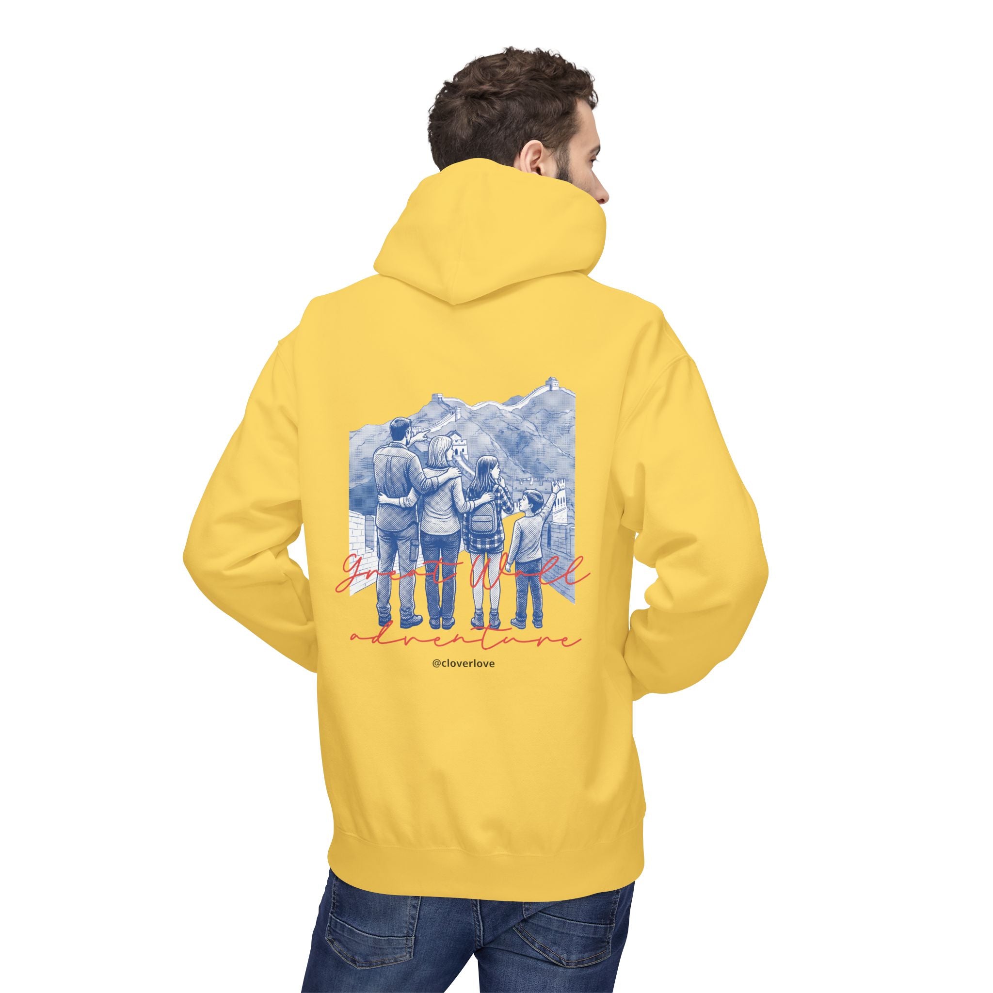 Große Mauer Familienabenteuer Hoodie – Vintage Reise Wahrzeichen Grafik Pullover Sweatshirt