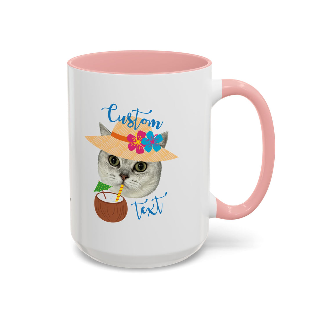 Personalized Summer Cat Mug | Custom Pet Portrait Coffee Cup