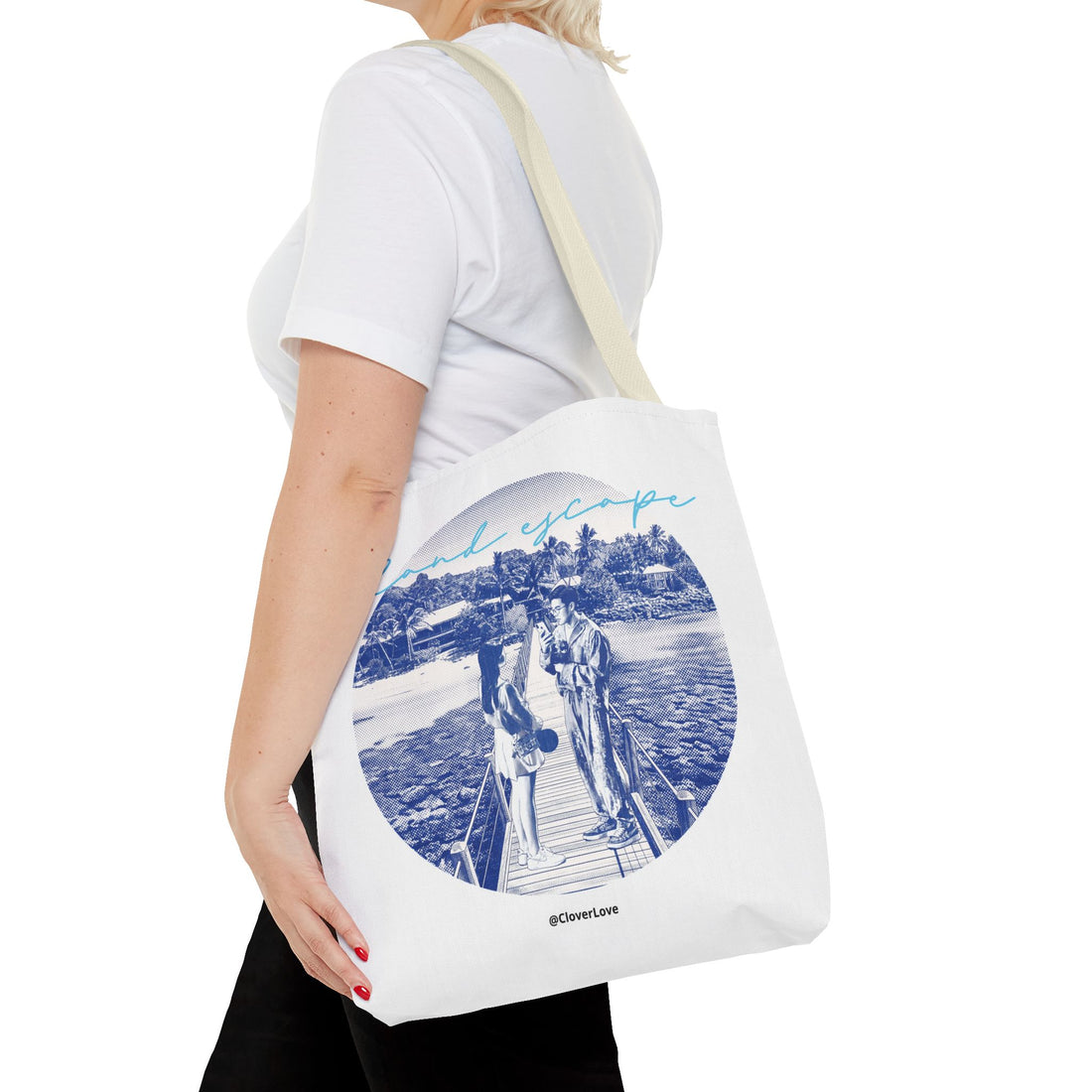 Island Escape Tote Bag | Vintage Beach Travel Canvas Bag