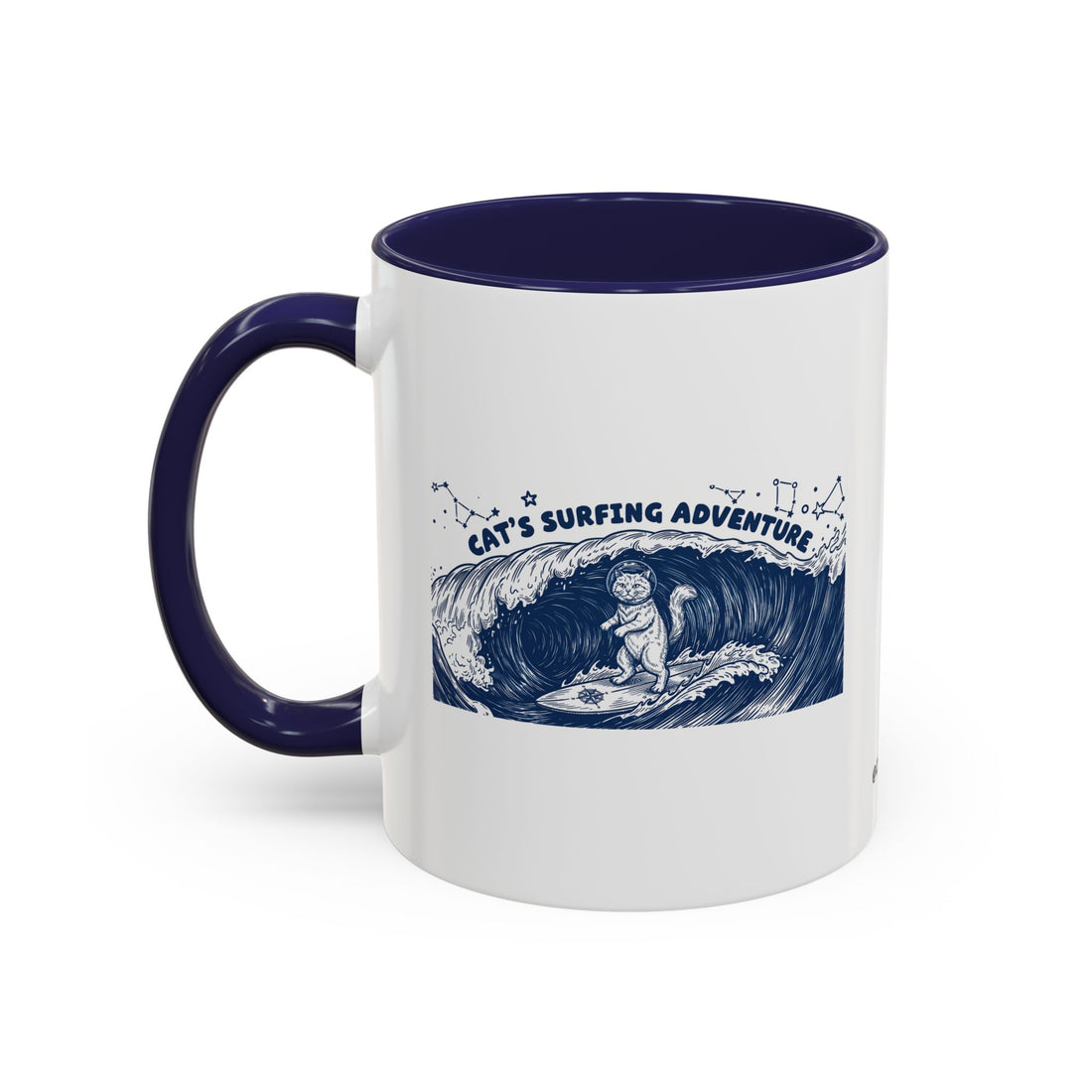 Cat's Surfing Adventure Ocean Wave Mug - Cute Cat Lover Coffee Cup