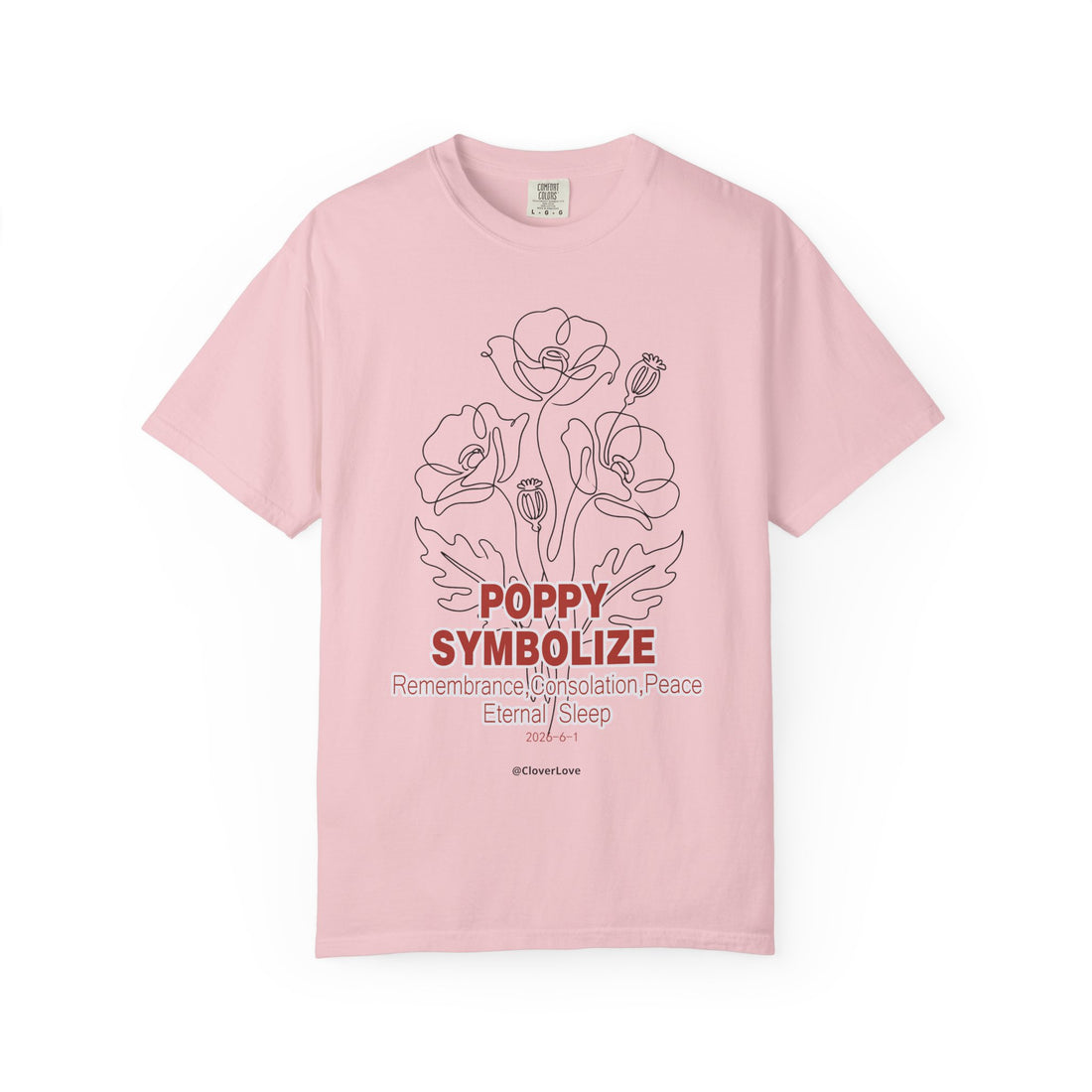 Poppy Flower T-Shirt - Memorial Botanical Graphic Shirt for Flower Lovers