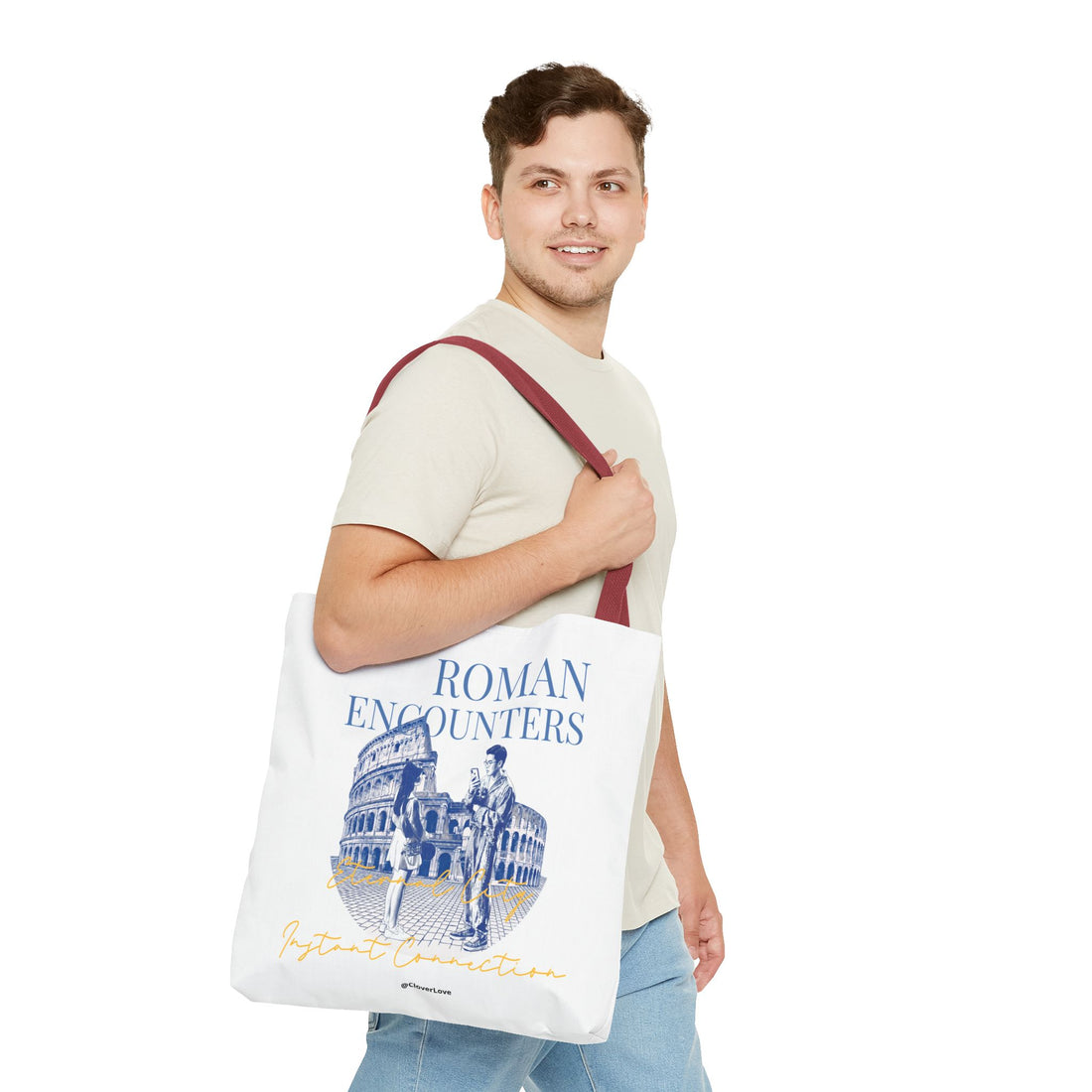 Roman Encounter Travel Tote Bag | Vintage Italy Rome Colosseum Canvas Tote Bag for Travel Lovers