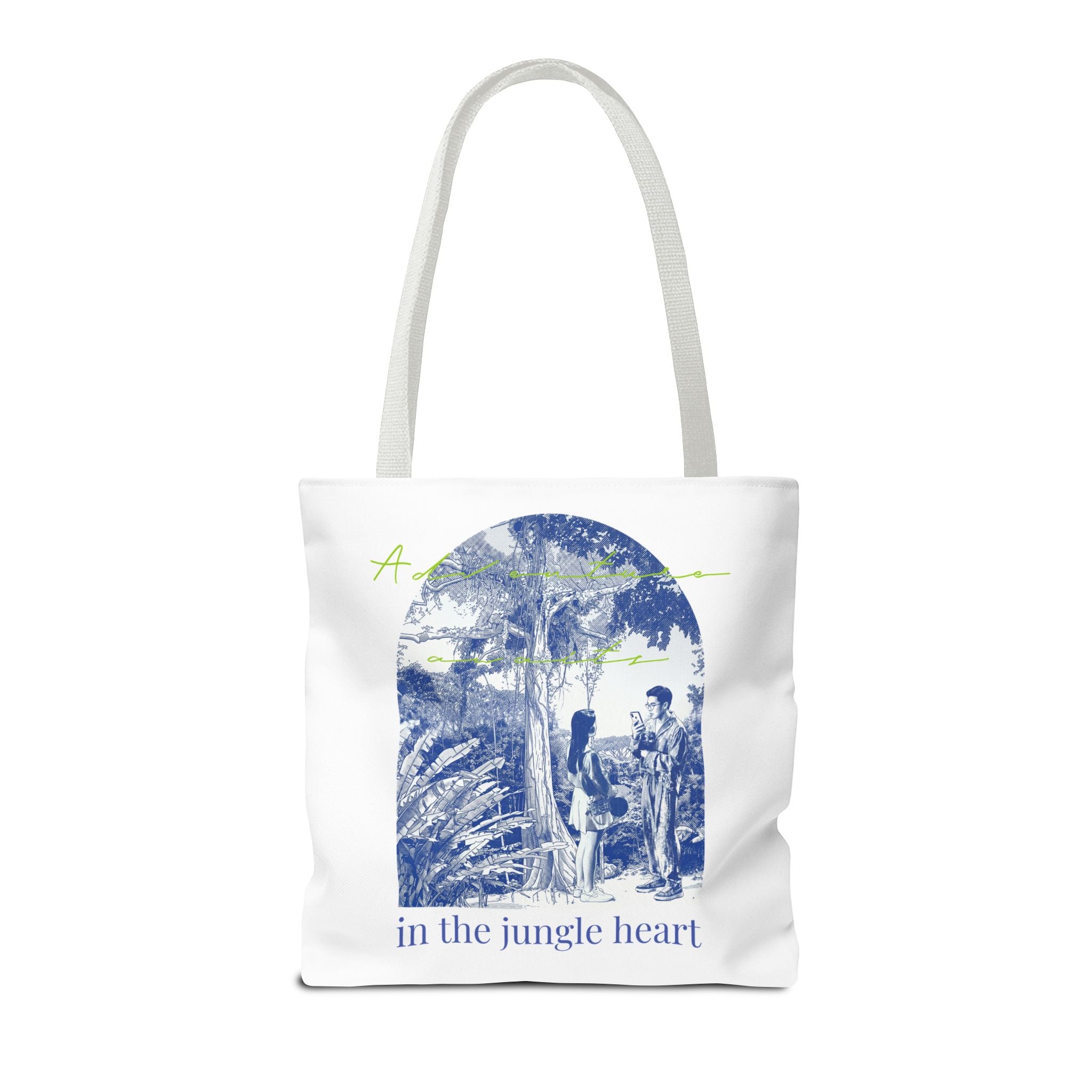 In The Jungle Heart Travel Tote Bag | Vintage Jungle Adventure Canvas Tote Bag