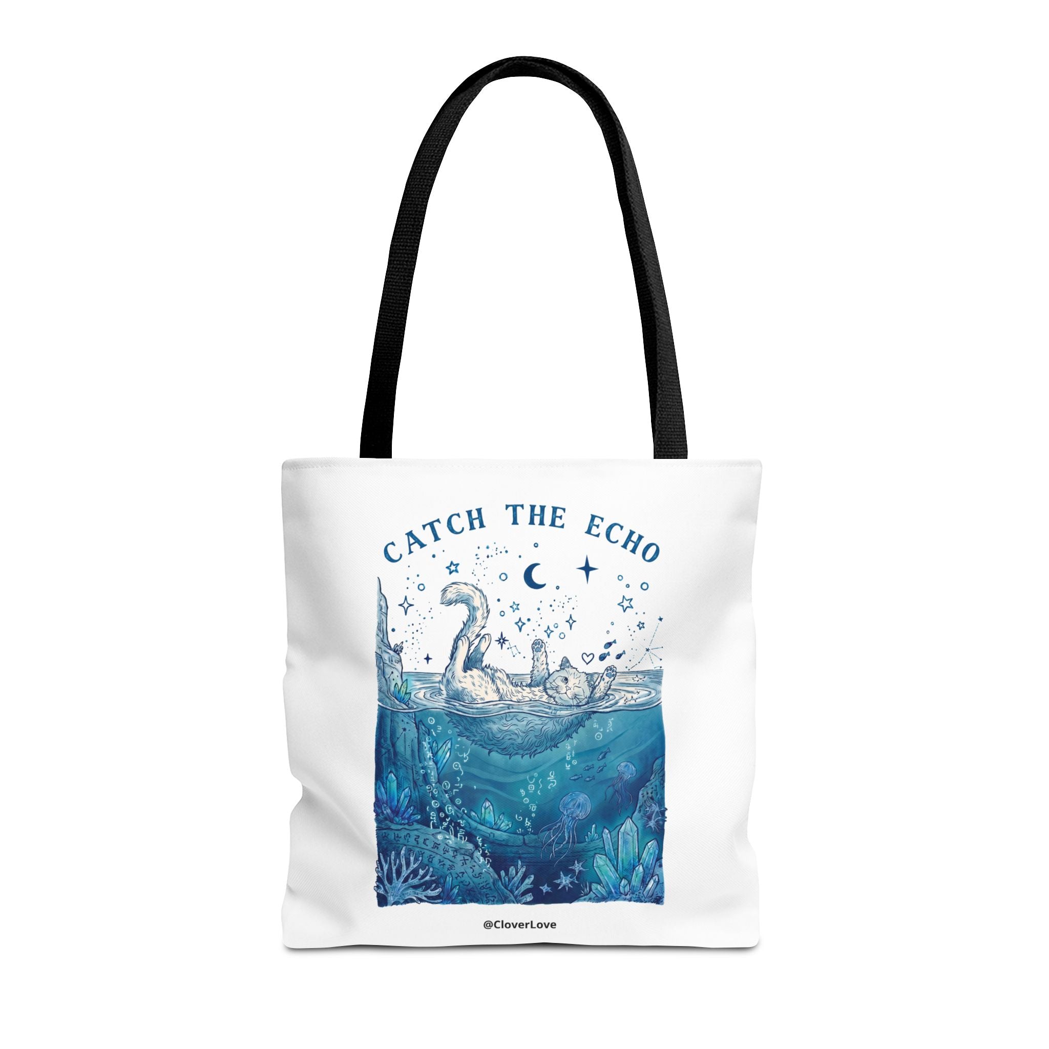 Cat Ocean Adventure Tote Bag | Vintage Underwater Graphic Canvas Bag