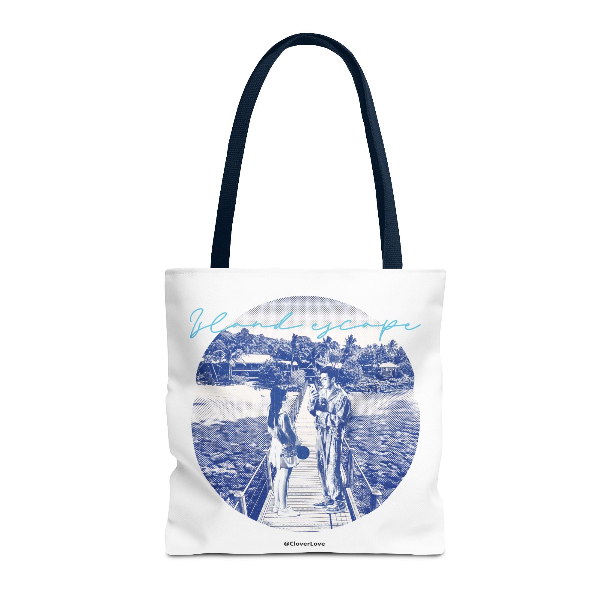 Island Escape Tote Bag | Vintage Beach Travel Canvas Bag