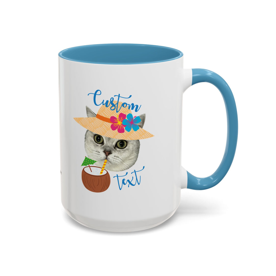 Personalized Summer Cat Mug | Custom Pet Portrait Coffee Cup