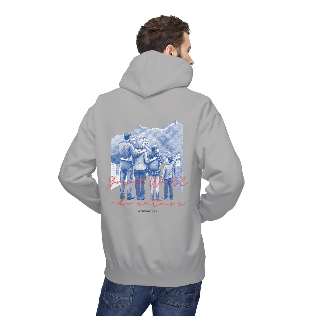 Große Mauer Familienabenteuer Hoodie – Vintage Reise Wahrzeichen Grafik Pullover Sweatshirt