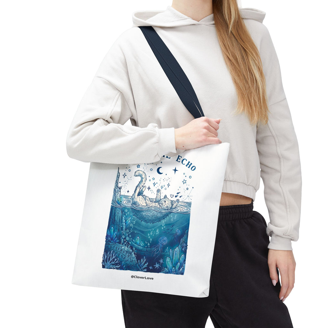 Cat Ocean Adventure Tote Bag | Vintage Underwater Graphic Canvas Bag